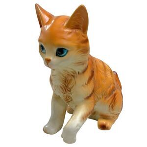 Vintage Lefton‎ Orange Ginger Tabby Cat Kitten Porcelain Figurine Made In Japan